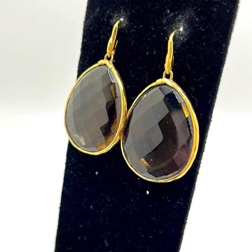 Stella and dot smoky topaz serenity earrings set in gold